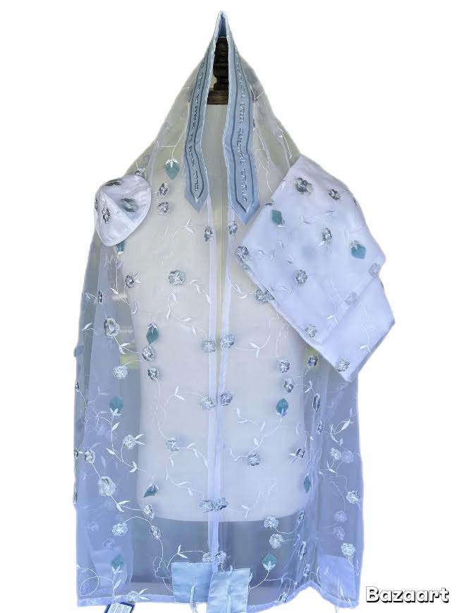 TALIS DESIGNER 18X72 W/BAG/KIPPA BABY BLUE ORGANZA
