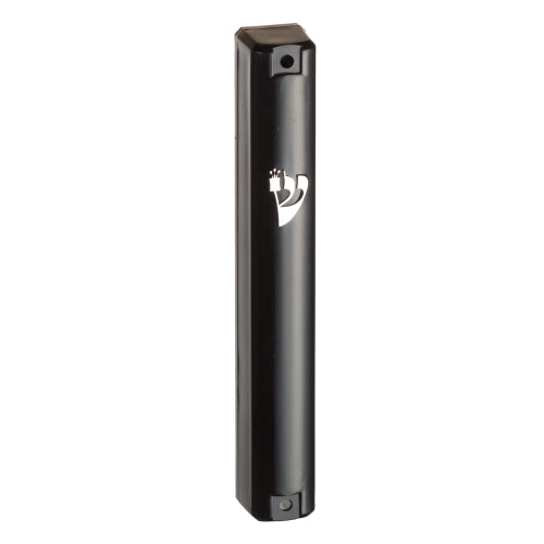 MEZUZAH COVER BLACK SILV SHIN 10CM