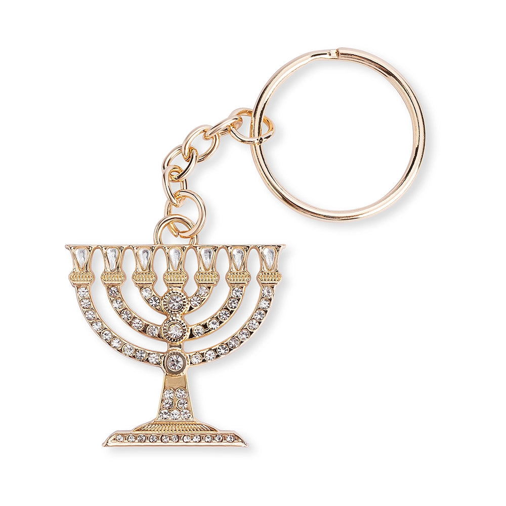 KEY CHAIN MENORAH GOLD W STONES