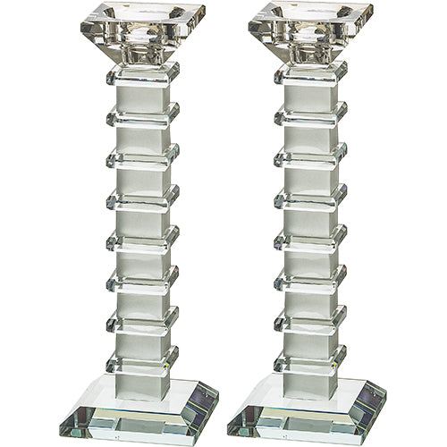 CANDLESTICKS CRYSTAL SQUARE DESIGN PAIR