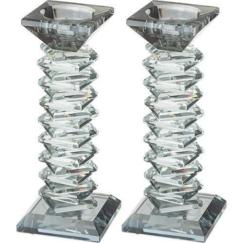 CANDLESTICKS CRYSTAL ELEGANT CLEAR 17.5CM
