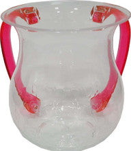 WASH CUP ACRYLIC CLEAR COLORED HANDLES