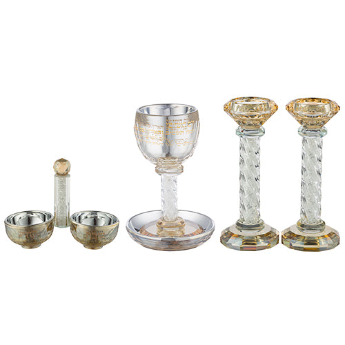 SHABBOS SET CRYSTAL GOLD CRYSTAL