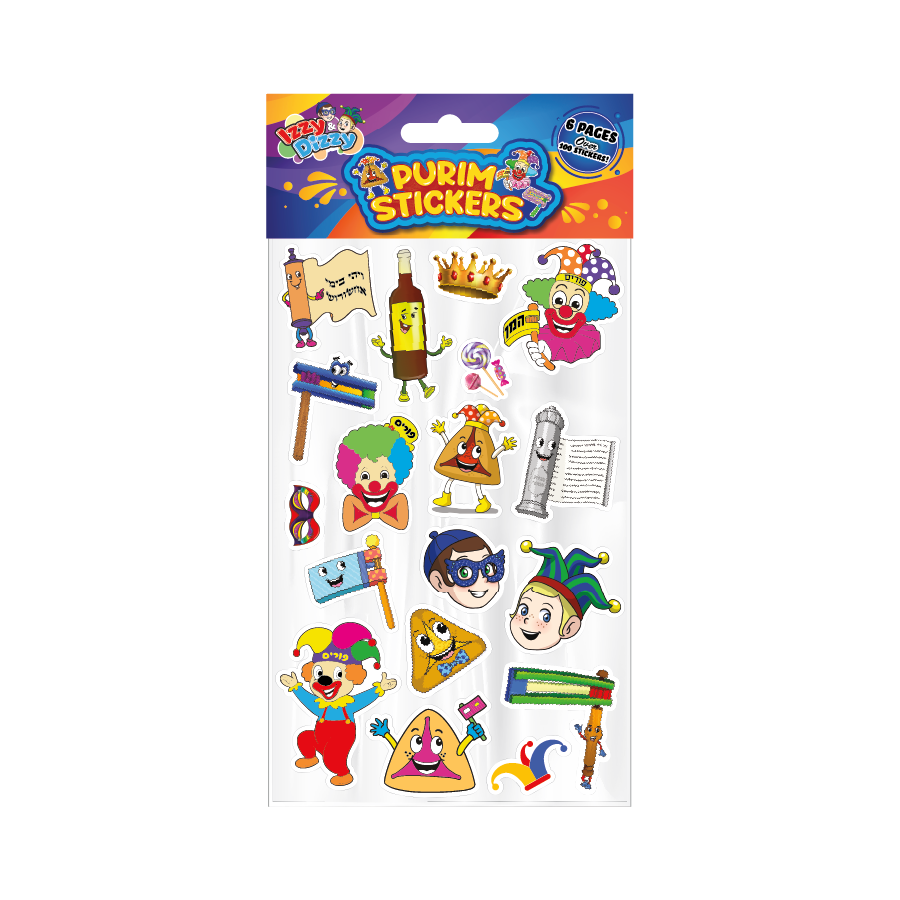 PURIM STICKERS 6PG 100PK
