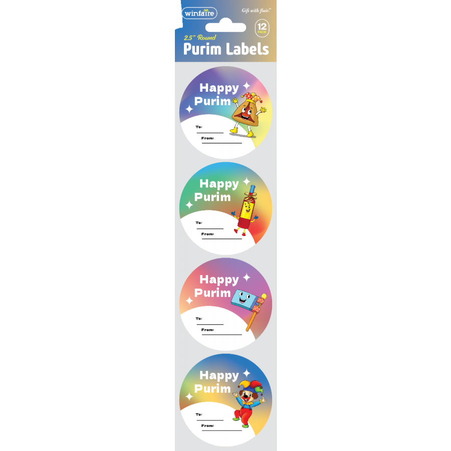 PURIM LABELS 2.5" 12PK