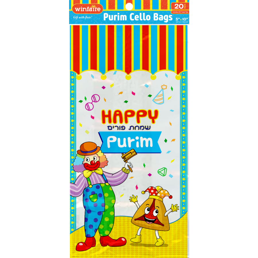 PURIM BAGS CELLO 20PK