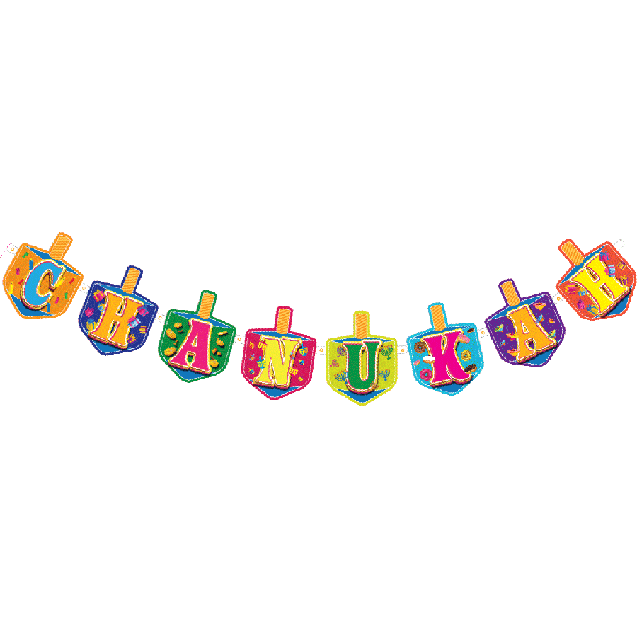 CHANUKAH DREIDEL BANNNER-MULTI : LG