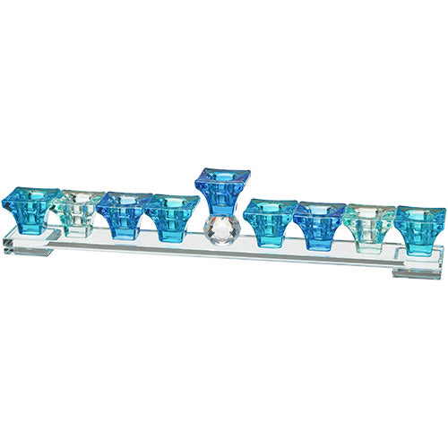 MENORAH OIL GLASS W/BLUES