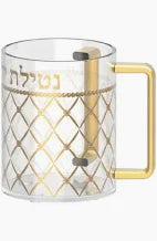 WASH CUP ACRYLIC CLEAR W/ GOLD LATTICE