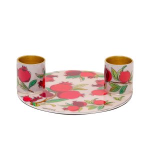 CANDLEHOLDERS W/TRAY PAINTED EMANUEL