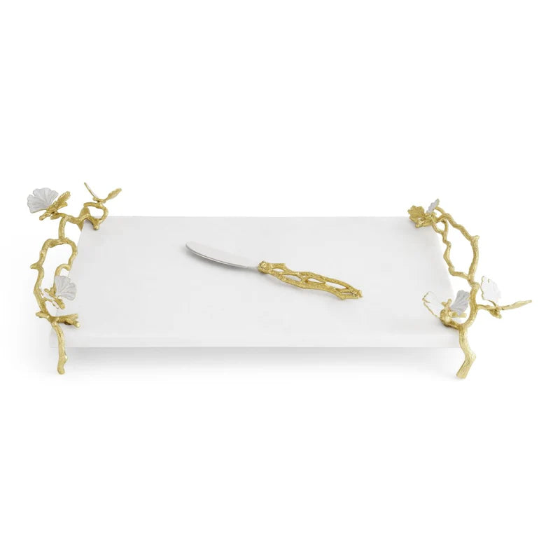 CHALLAH BOARD ARAM BUTTERFLY GOLD GINKGO