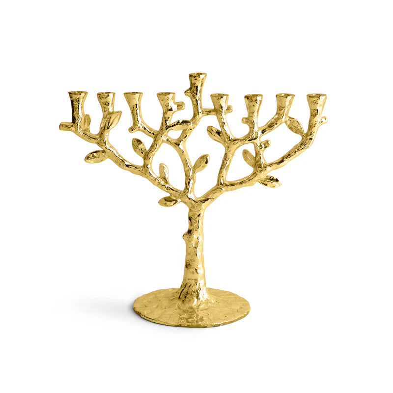 MENORAH CANDLE ARAM TREE OF LIFE GOLD