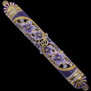 MEZUZAH JEWELED PURPLE FLOWER