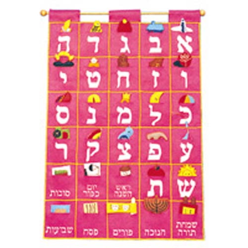 ALEPH BET WALLHANGING BLUE/PINK