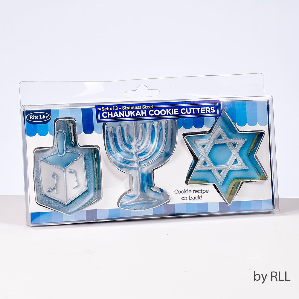 CHANUKAH COOKIE CUTTERS METAL 3PK