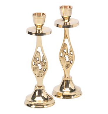 CANDLE STICKS BRASS W/JERUSALEM