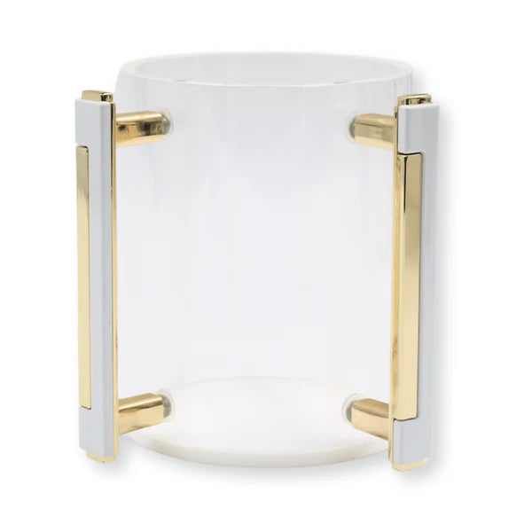WASH CUP ACRYLIC CLEAR WHT/GOLD 5.5''