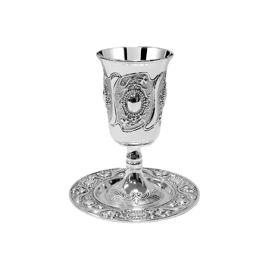WINE CUP/TRAY W/LEG 6OZ SILVER PLATE