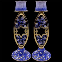 CANDLESTICKS BLUE/GOLD JEWEL