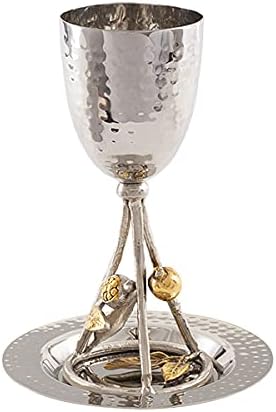 KIDDUSH EMAN CUP W/GOLD POME