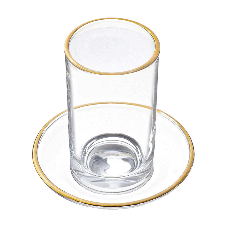 WINE CUP WATERDALE GLASS/TRAY W/GOLD RIM