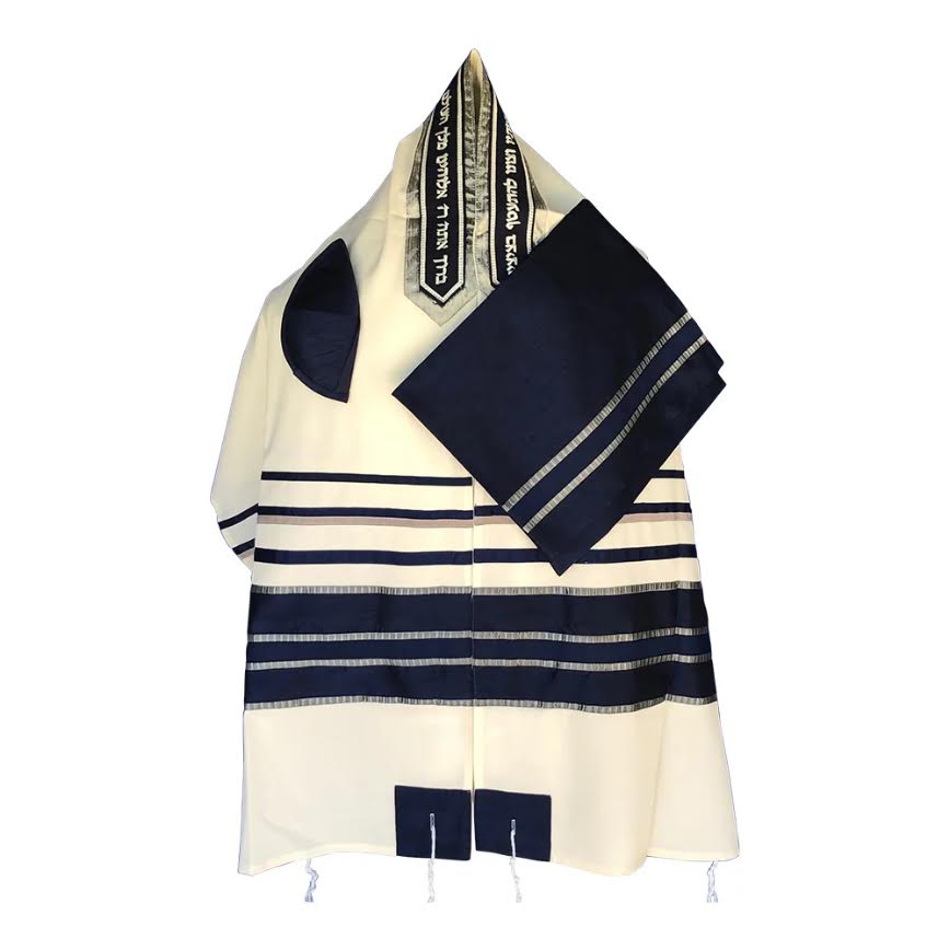 TALIS DESIGNER 20X73 W/BAG/KIPPA NAVY BLUE/SILVER STRIPES
