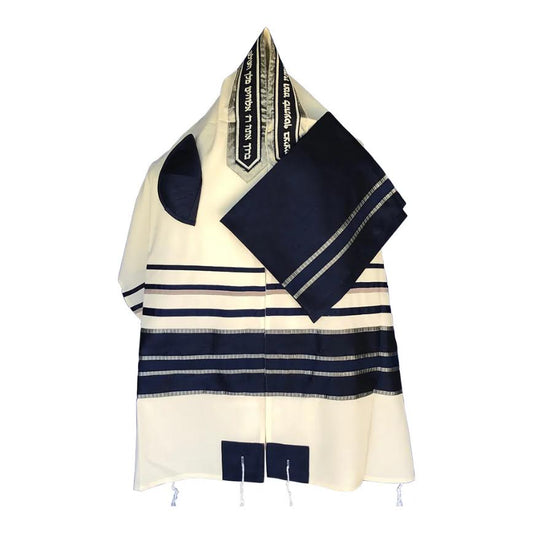TALIS DESIGNER 20X73 W/BAG/KIPPA NAVY BLUE/SILVER STRIPES