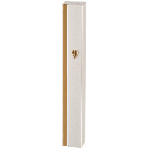 MEZUZAH CASE 12CM SILVER W/GOLD STRIPE