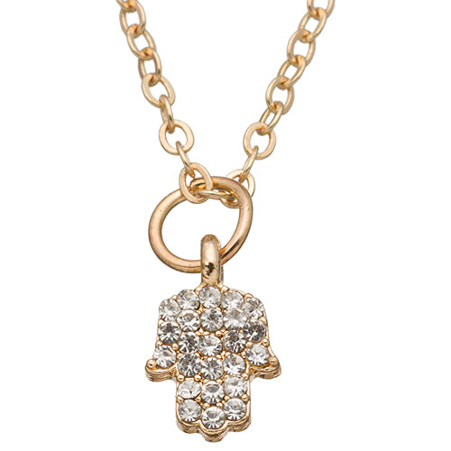 NECKLACE HAMSA DIAMOND W/GOLD SMALL