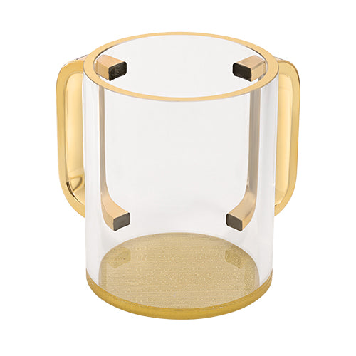 WASH CUP CLEAR ROSE GOLD HANDLES 11CM MEDIUM