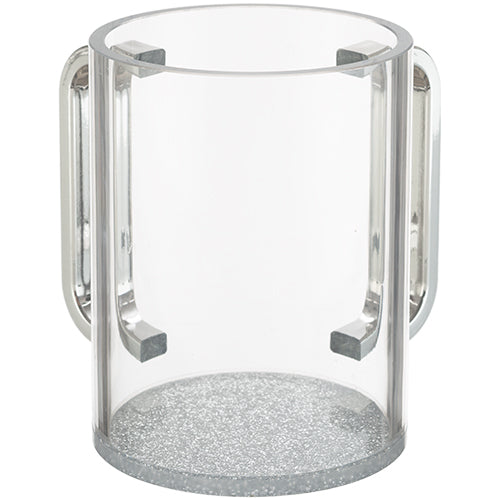 WASH CUP CLEAR W/SILVER HANDLES