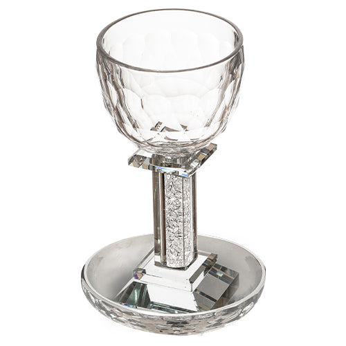 KIDDUSH WINE  CUP GLASS CRYSTAL STONES