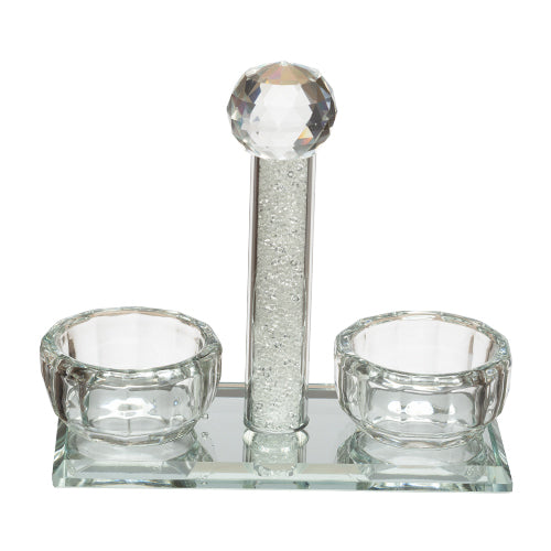 SALT HOLDER 2 SIDE CRYSTAL W/CHIPS CLEAR