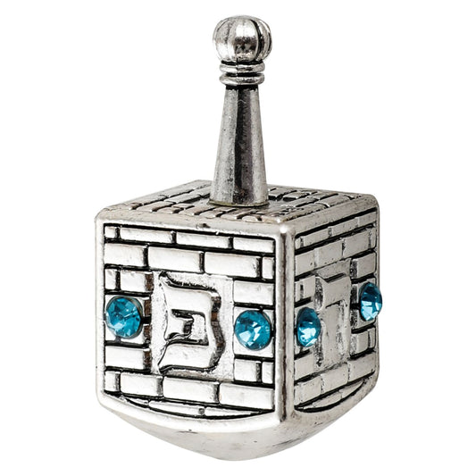 DREIDEL SILVER W/BLUE STONE