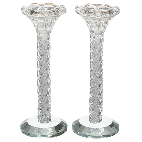 CANDLESTICKS GLASS CRYSTAL SCALLOPED