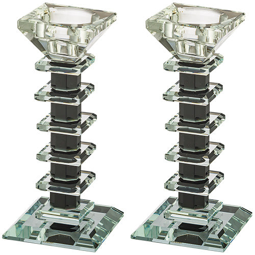 CANDLESTICKS CRYSTAL SQUARE CLEAR 6'