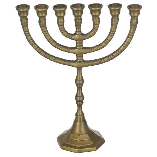 MENORAH 7 BRANCH BRASS 11''