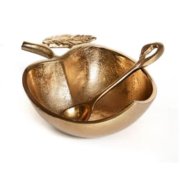 APPLE SHAPED DISH COPPER W/SPOON