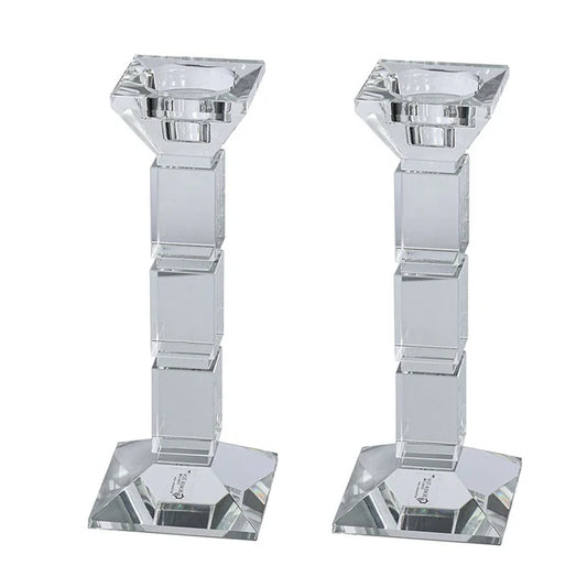 CANDLESTICKS CRYSTAL SQUARE DESIGN PAIR