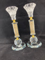 CANDLESTICKS CRYSTAL W/GOLD 8''