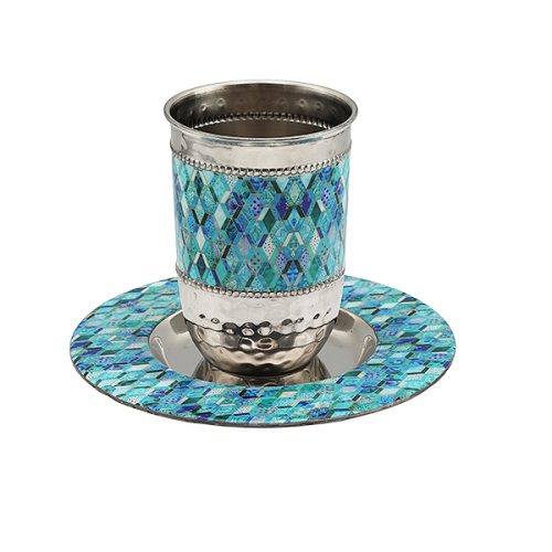 KIDDUSH CUP EMANUEL METAL ABSTRACT BLUE