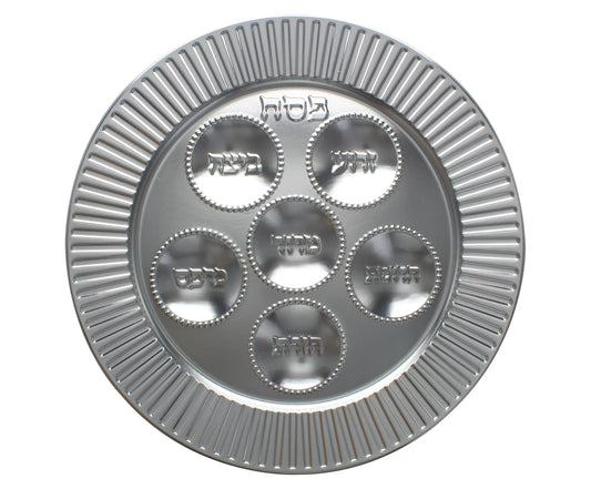 SEDER PLATE SILVER PLASTIC DISPOSABLE