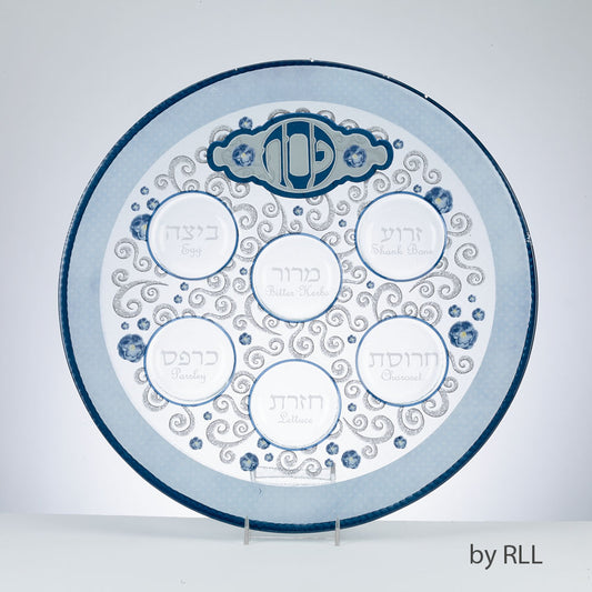 SEDER PLATE GLASS BLUE