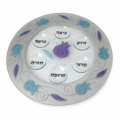 SEDER PLATE GLASS  PURPLE LILYART