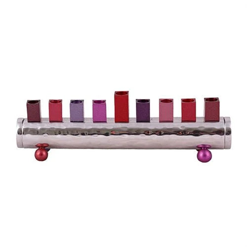 MENORAH CANDLE EMANUEL STRIP-PINK/BLUE