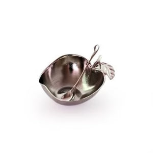 APPLE SHAPED HONEY DISH SILVER W/SPOON