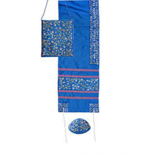 TALIS EMBROIDERED BLUE FLOWERS W/BAG & KIPPAH