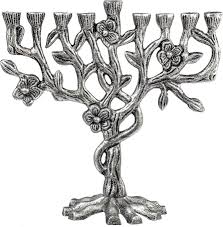 MENORAH CANDLE TREE OF LIFE SILVER