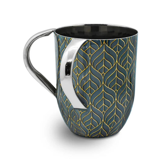 WASH CUP GOLD SWIRLS W/SILVER HANDLE