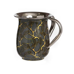 WASH CUP ENAMEL W/GOLD LEAVES